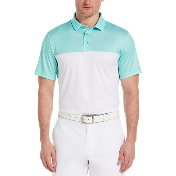 Pga Tour Mens Regular fit Short Sleeve Polo Shirt Size M Green White - Picture 1 of 1